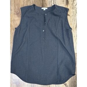 James Perse Charcoal Gray Henley Shell Shirt Sleeveless Blouse XS Sz 2  $195
